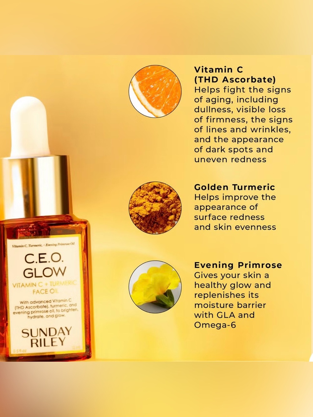 Sunday Riley C.E.O. Glow Vitamin C + Turmeric Face Oil — 0.5 fl oz / 15 ml - NEW - Picture 8 of 8